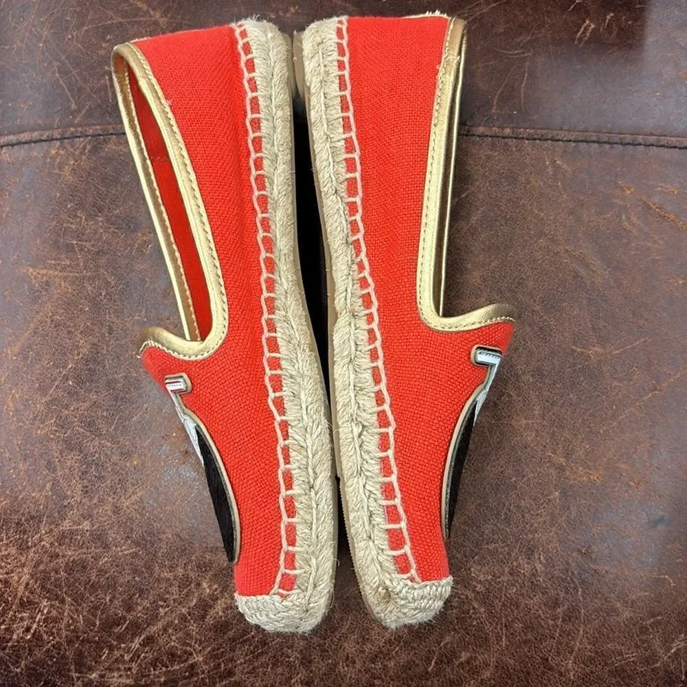 TORY BURCH COCO CALF HAIR APPLIQUÉ ESPADRILLE FLATS Size 6